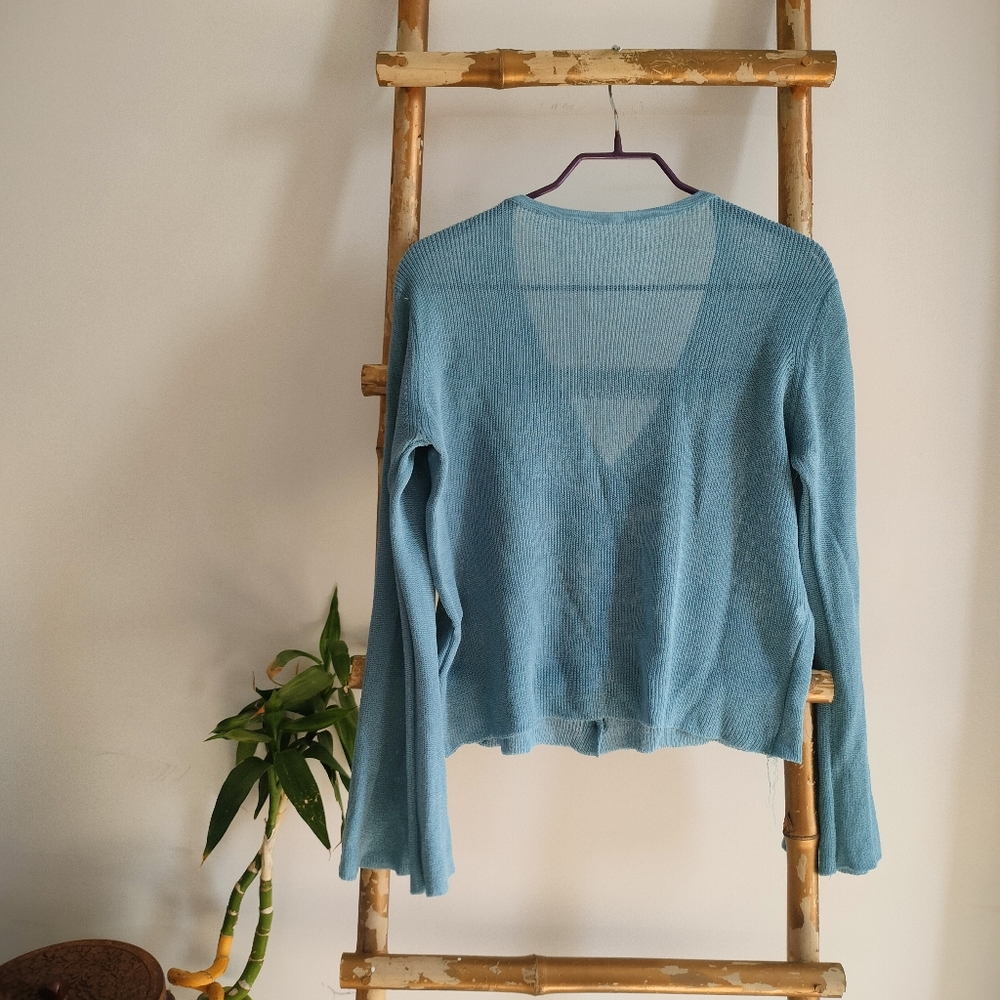 🎂 Bell Sleeve Light Blue Cardigan - Picture 5 of 15